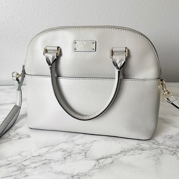 kate spade Handbags - Kate Spade Grove Street Carli Gray Boar Embossed Leather Satchel & Crossbody Bag